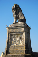 Fototapeta na wymiar Harbour entrance of Lindau, Lake Constance (German: Bodensee) with the Bavarian Lion