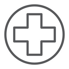 Medical point line icon, medicine and hospital, help point sign, vector graphics, a linear pattern on a white background.