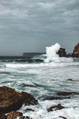 Great swell along the coast of Portugal, big waves, great for surfing