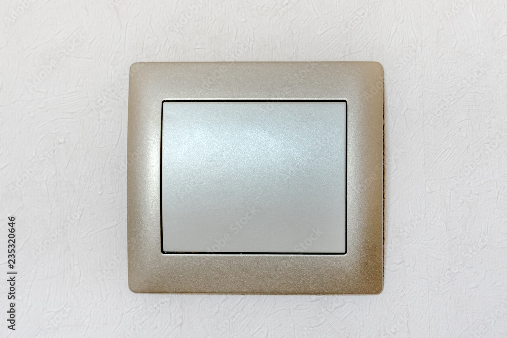 Wall mural light switch with one large key button in the interior of the home on the wall