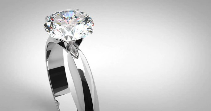Solitaire Diamond Ring on Gray Background