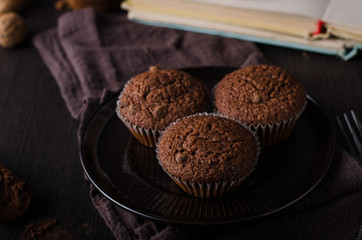 Chocolate muffins photography