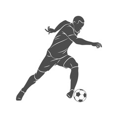 Naklejka premium Silhouette soccer player running with the ball on a white background