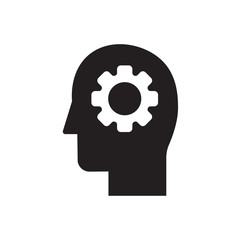 Gears user icon. Head with settings, configuration sign