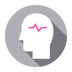 Mind user icon. Head with pulse sign