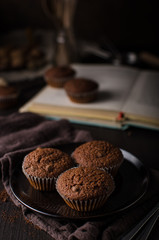 Chocolate muffins photography