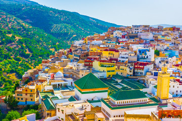 Landscape of the sacred town of Moulay Idriss, Morocco - obrazy, fototapety, plakaty