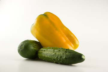 green cucumber and yellow pepper