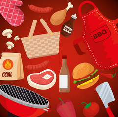 meat with thigh and hamburger food with grill background