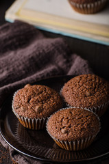 Chocolate muffins photography
