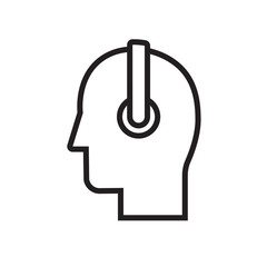 Headphones music icon. Head with music and multimedia icon