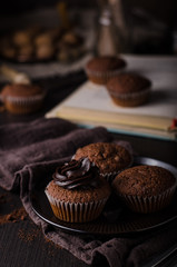Chocolate muffins photography