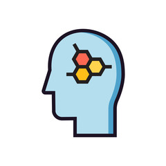 Cells people icon. Head with thoughts organization icon