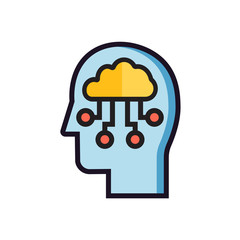 Cloud computing interface icon. Head with connectivity sign