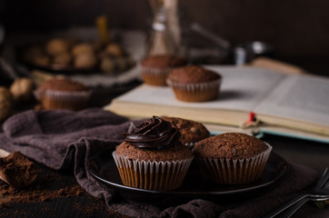 Chocolate muffins photography