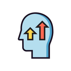 Up arrows arrows icon. Head with business and finance up arrows sign