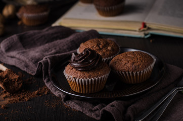 Chocolate muffins photography