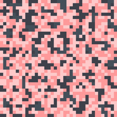 Pixel seamless pattern with pink squares. Vector background.