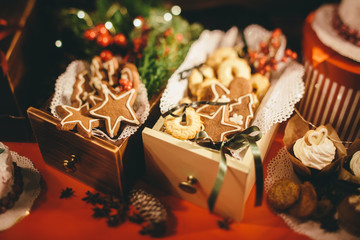 Showcase with Christmas cookies