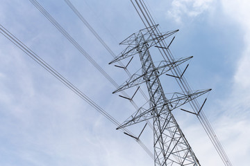 High volt transmission line electric pole.