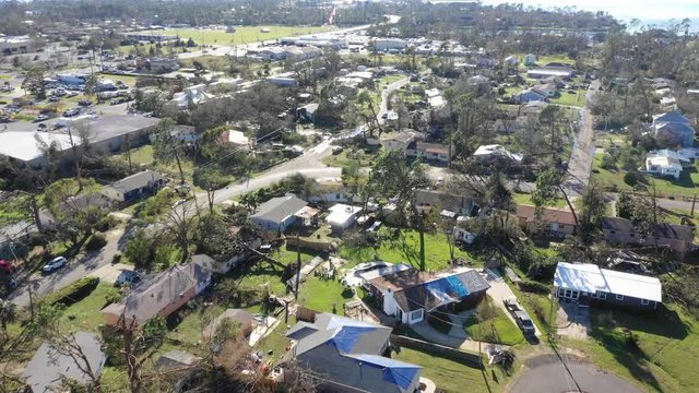 Neighborhood affected by Hurricane Michael in Florida