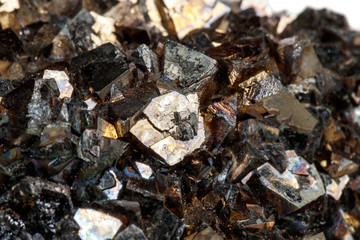 Macro mineral stone Arsenopyrite on a white background