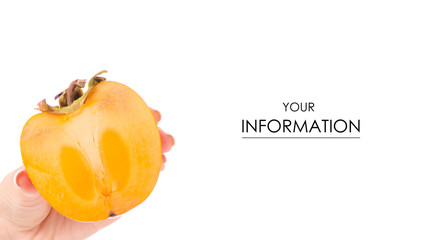 Persimmon sharon in hand pattern on a white background isolation