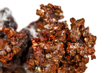 Macro mineral stone Copper on white background