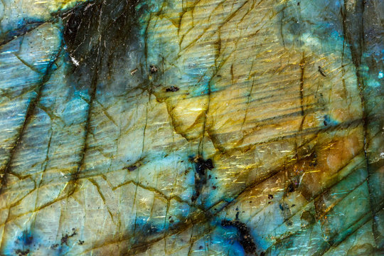 Macro Labradorite mineral stone on white background