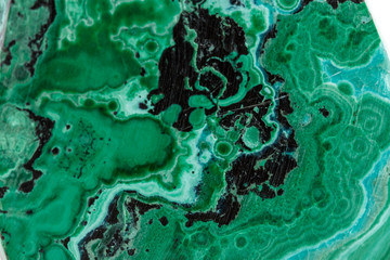 Macro mineral stone malachite with azurite on white background © Minakryn Ruslan 
