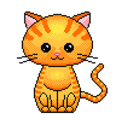 Pixel cute cat detailed illustration isolated vector