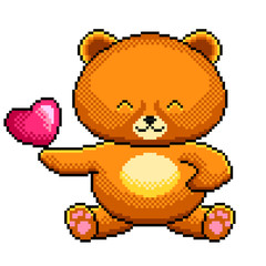 Pixel cute teddy bear detailed illustration isolated vector