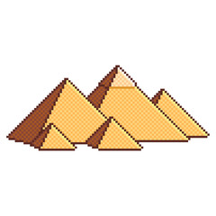 Pixel Egyptian pyramids wonders of the world detailed illustration isolated vector