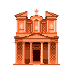 Fototapeta premium Pixel Jordan Petra temple wonders of the world detailed illustration isolated vector