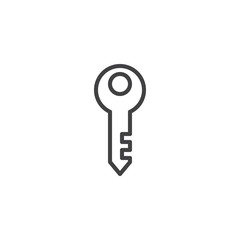 Door key outline icon. linear style sign for mobile concept and web design. Key simple line vector icon. Password Symbol, logo illustration. Pixel perfect vector graphics