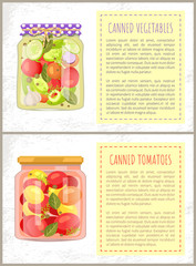 Canned Tomatoes Pickled Vegetables Mix Glass Jars