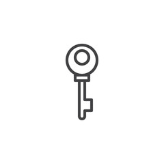 Antique key outline icon. linear style sign for mobile concept and web design. Retro Key simple line vector icon. Symbol, logo illustration. Pixel perfect vector graphics