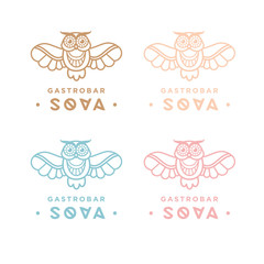 Hipster Line art Owl Logo Template