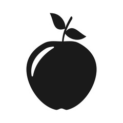 Black apple icon on the white background, flat design, for web site or mobile app.