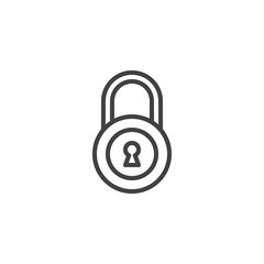 Locked padlock outline icon. linear style sign for mobile concept and web design. Lock keyhole simple line vector icon. Symbol, logo illustration. Pixel perfect vector graphics