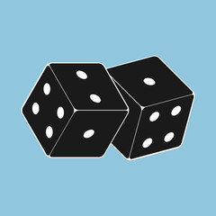 Black dice icon. Casino. Flat design. On the white background. Vector.