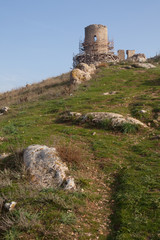 Ruins of Genoese Cembalo fortress. Balaklava, Crimea.