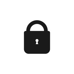 Lock black icon, on the white bsckground.