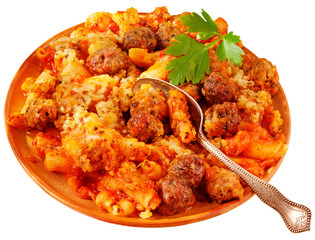 PENNE WITH MEATBALLS,CUT OUT