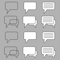 Speech bubble icon set, chat icon, on the gray background.