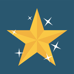 Gold star icon. Flat design. Vector.