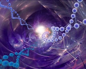 dna molecule in brain tissue, abstract scientific illustration