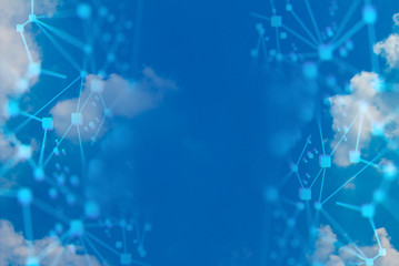 ai robotic, social internet of things, technology abstract futuristic cyber net web connect to network background illustration 3d rendering, atom molecule of science, signal of data