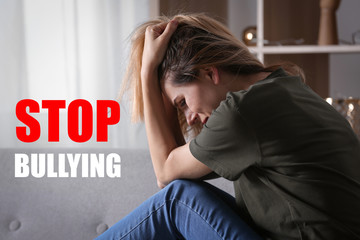 Lonely woman suffering from depression at home