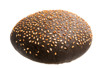 black hamburger bun isolated